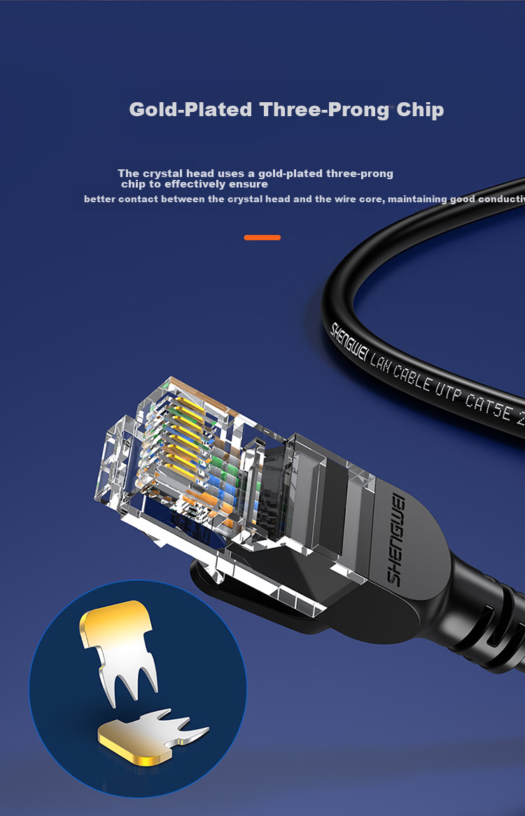 Shengwei Cat5e Ethernet Cable, 100Mbps Flame-Retardant Network Connection Cable, Cat5e Patch Cord, Computer Broadband Connection Cable, 2 Meters, WLC1002G 3