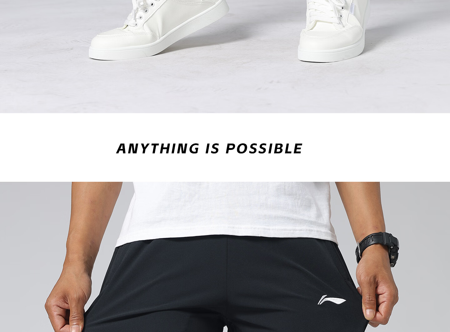 Li-Ning Men's Summer Sports Pants Quick-Dry Ice Silk Breathable Thin Running Fitness Loose Straight Casual Sweatpants 25