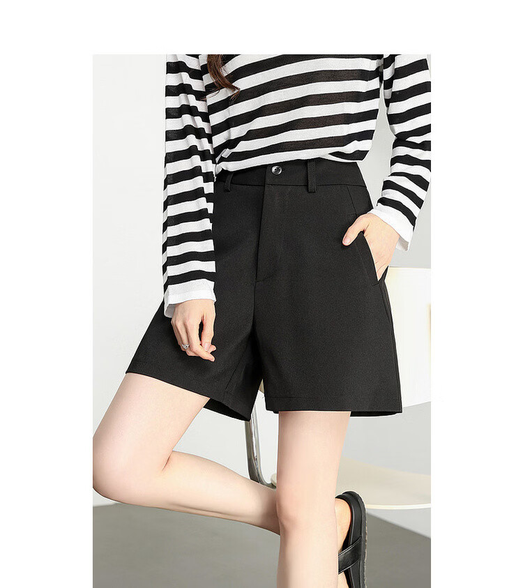 Demana Light Workplace Series Summer Simple Commuter Wide-Leg Blazer Shorts Loose Slim Fit Petite Women's Premium Style 12