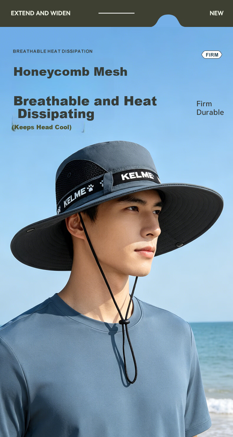 KELME Unisex Summer Outdoor Sun Protection Wide Brim UV Protection Breathable Fisherman Hat for Hiking and Fishing 9