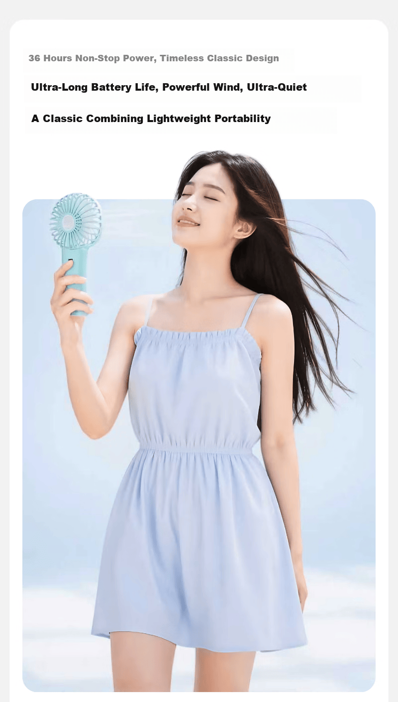 Yoobao Handheld Mini Portable Silent Fan Long Battery Life Office Student Dormitory Desk Fan Rechargeable Vitality Blue 6000mAh 5