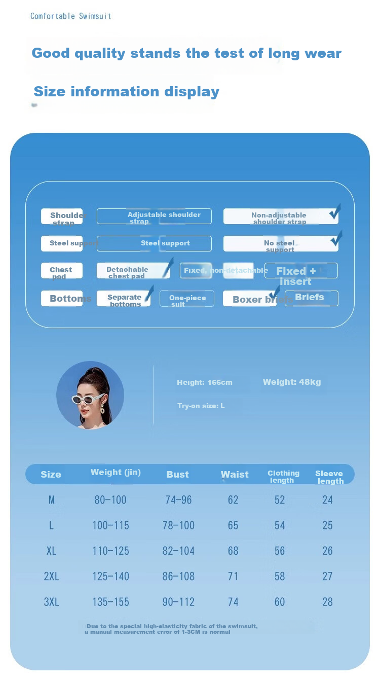 Xtep Women's Two-Piece Gradient Long Sleeve Conservative Student Swimsuit Slimming Vacation Beachwear 10