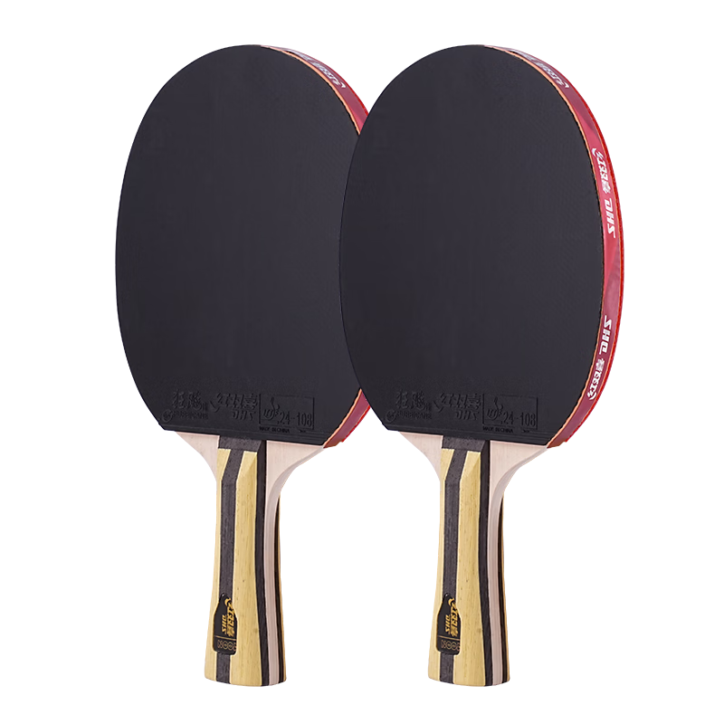 DHS Red Double Happiness Four-Star Penhold Table Tennis Racket F4002 with 6 Balls and Racket Cover (Jingcang Fast Delivery)