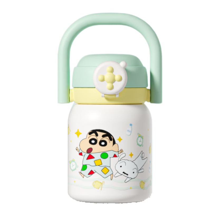 Crayon Shin-chan Stainless Steel Insulated Straw Cup Dual-Use Student School Water Bottle Direct Drinking Cup