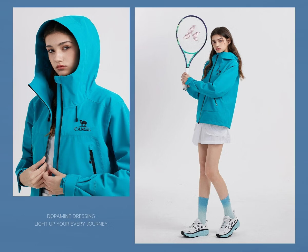 Camel [Zhangjiajie Qixing Mountain Outdoor Challenge Edition] Women's Color Shell Softshell Jacket Men's Waterproof Hard Shell Coat Women's 35