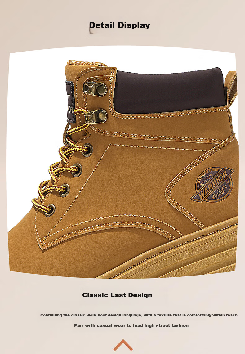 Warrior Workwear Men's Boots Casual Martin Boots 1766-1 Tan Size 44 5