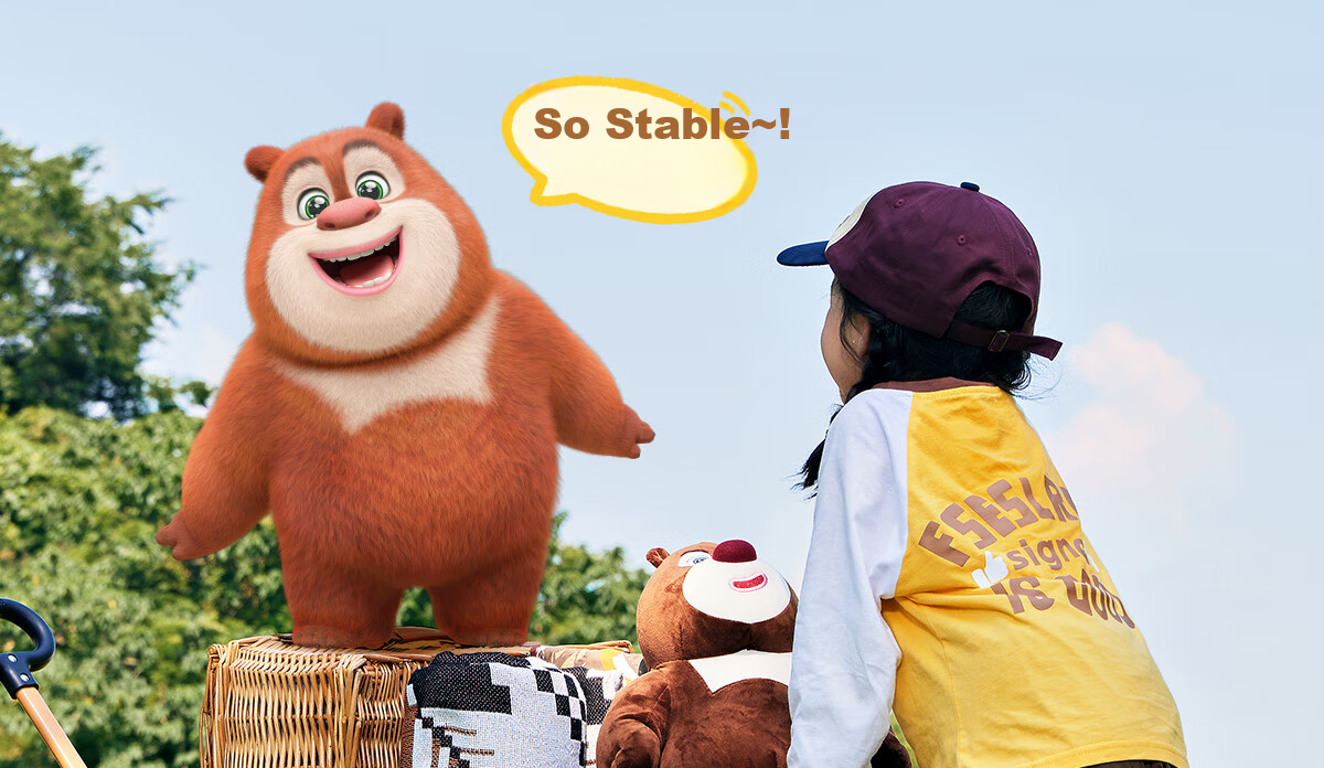 CAMEL [Camel × Boonie Bears] Outdoor Foldable Camping Cart Portable Camp Cart Picnic Cart Child Recliner 8