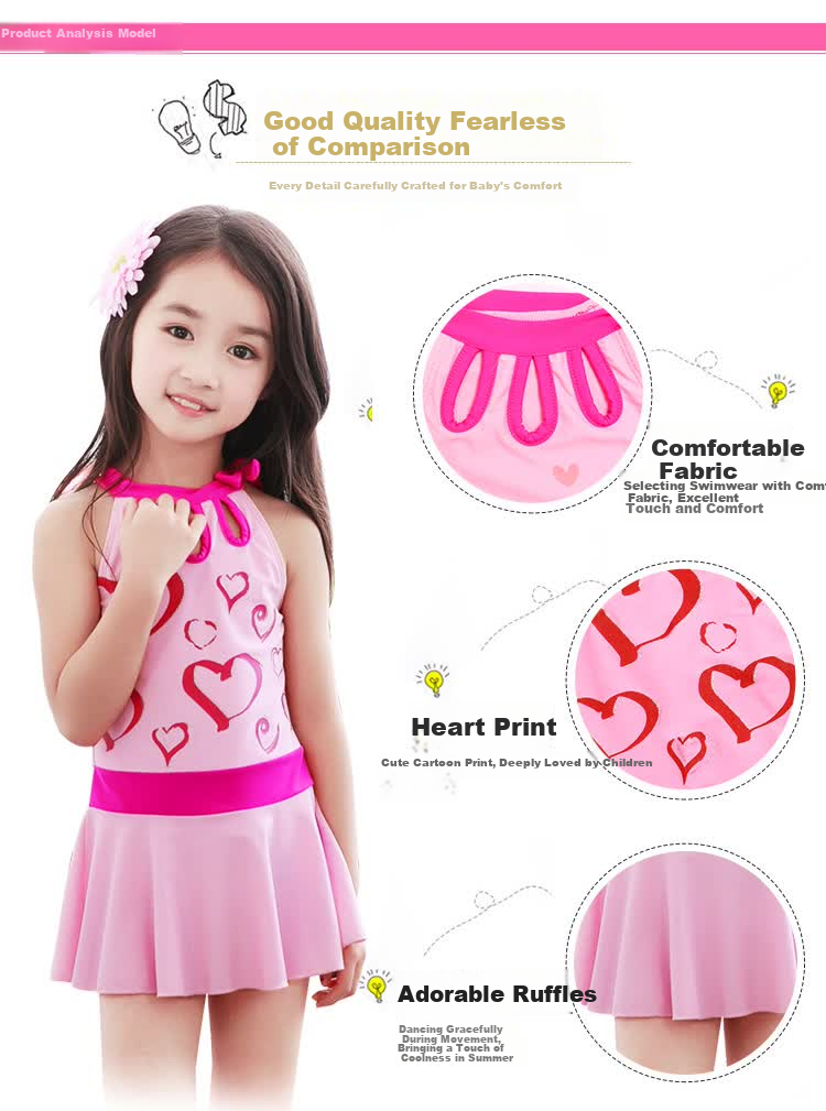 Youyou Children's Swimsuit Girls One-Piece Skirt Style Large Kids Swimwear Student Girl Swimwear 37202 Pink 3XL 4