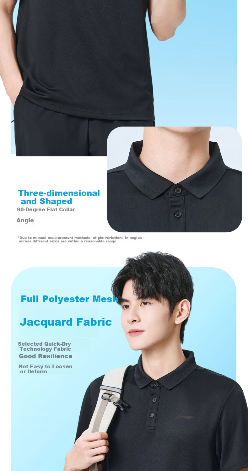 LI-NING Quick-Dry Polo Shirt Short Sleeve Men 2026 Summer New Ice Silk Breathable Men's T-Shirt High-End Casual Wear 6
