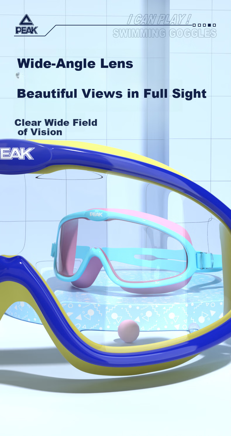 PEAK Children's Swimming Goggles, Anti-Fog And Waterproof, High-Definition Large Frame, Boys And Girls Swim Glasses, Swim Cap Set, Professional Swimming Equipment 3