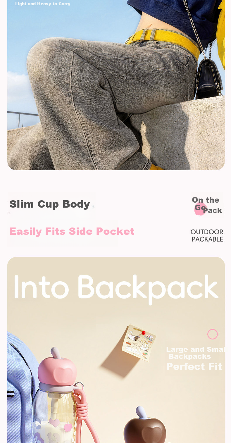 Cille Large Capacity Student Straw Cup Baby-Grade PPSU High Temperature Resistant Odorless Plastic Fitness Sports Straw Cup 10