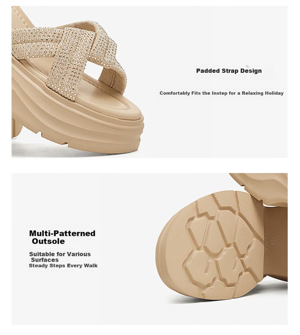 TATA Huang Shengyi Starry Sky Platform Sandals Women Beach Sandals CXT01BL6 Apricot 39 13