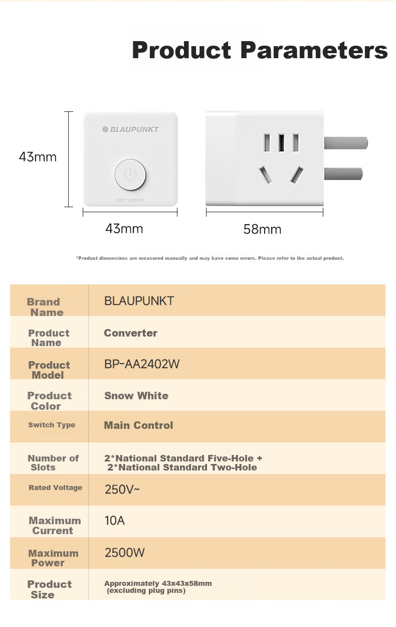 BLAUPUNKT Cube Power Strip Multi-Outlet Converter Multi-Functional Wireless Extension Socket Adapter 14