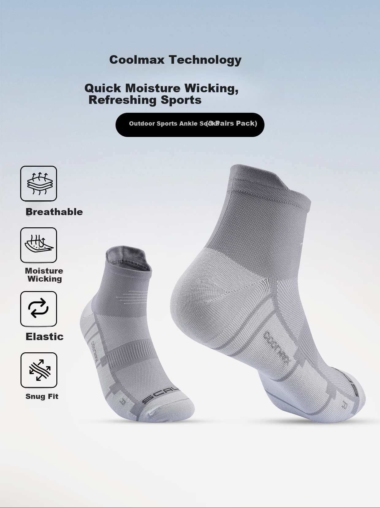SCALER Outdoor Socks Unisex COOLMAX Elastic Breathable Sweat-Wicking Durable Low-Cut Trail Running Socks 1