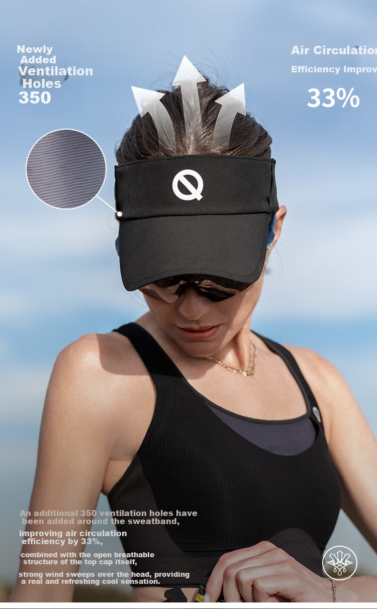 QINKUNG Running Visor Cap Black 7