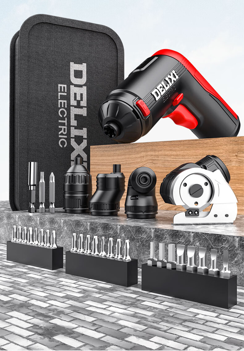 Delixi Electric Interchangeable Head Screwdriver Cordless Rechargeable Mini Electric Lithium Battery Screwdriver Set with Bits for Home Use 2