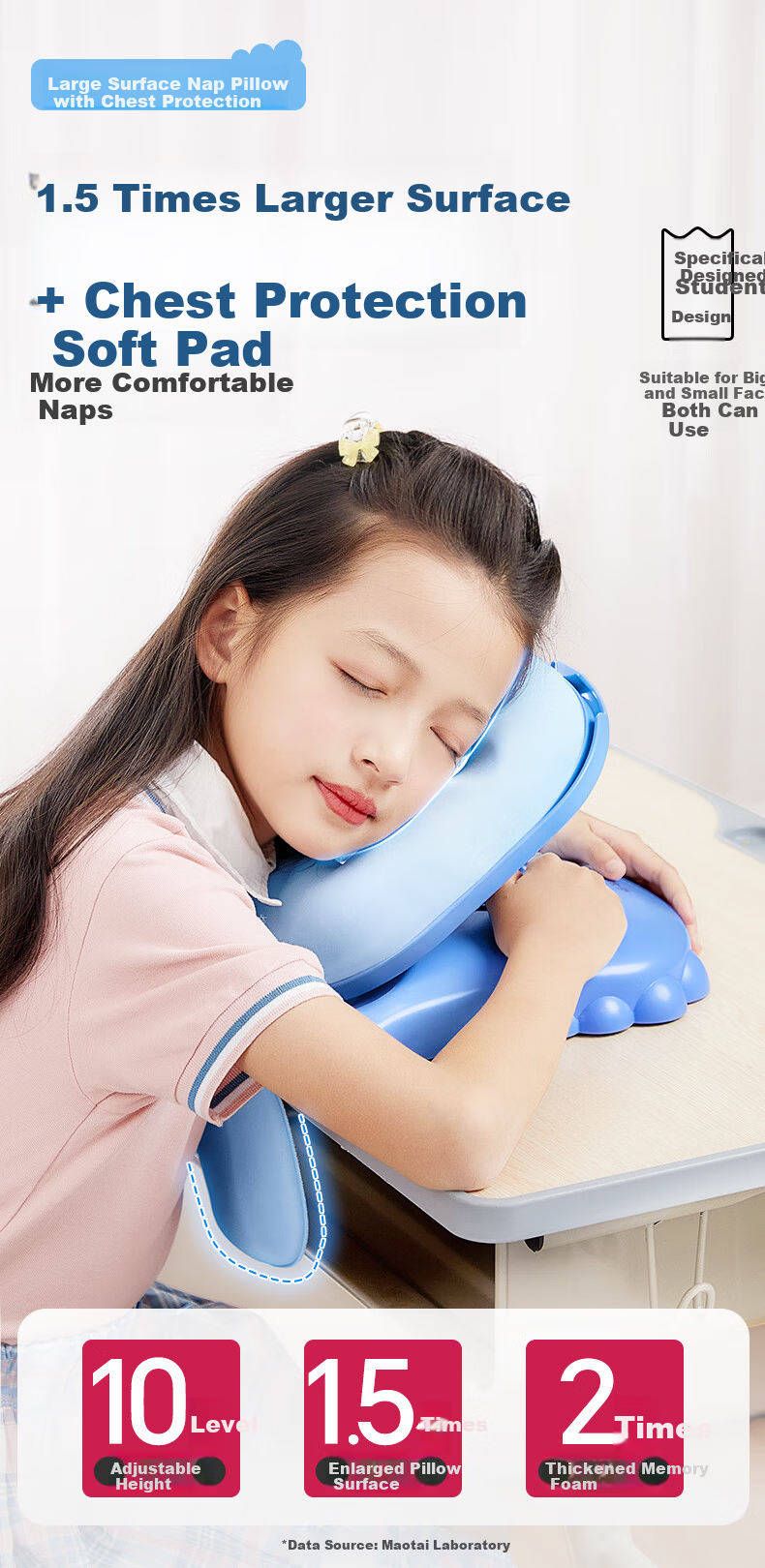 Maotaizi [For Students Only], Nap Pillow, Elementary School Student Prone Sleeping Pillow, Children's Nap Pillow, Desk Sleeping Aid, Classroom Sleep Essential 5