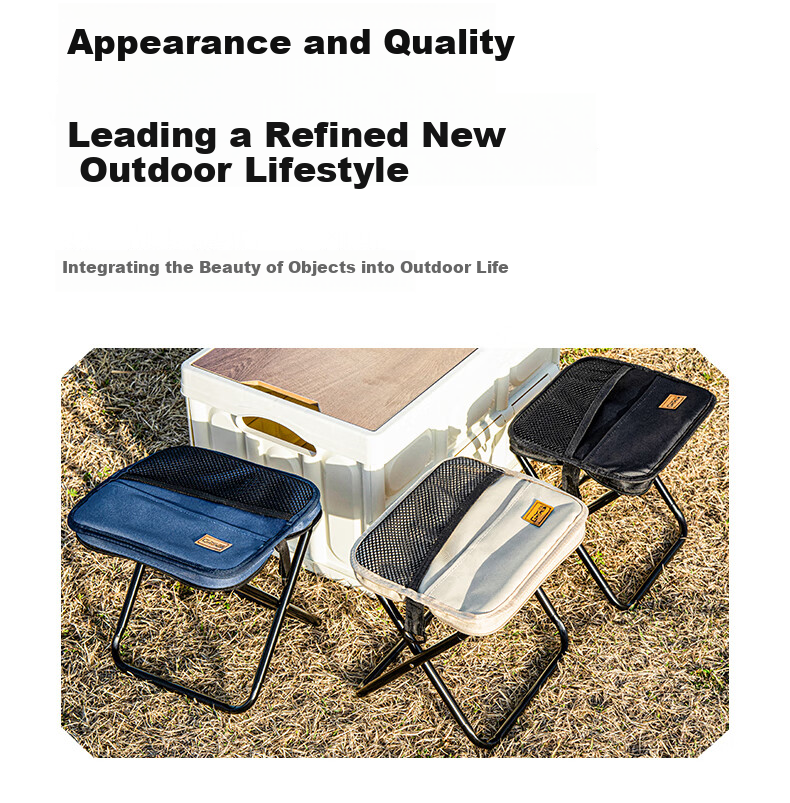 Grsaed Outdoor Folding Chair Portable Stool Fishing Chair Picnic Travel Camping Foldable Stool Black with Strap Large 2