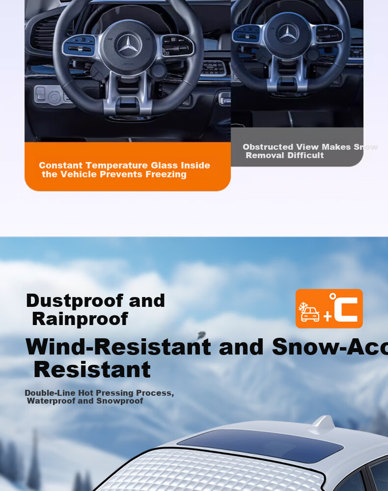 TOKUSET Car Cover Winter Thickened Front Windshield Frost Snow Ice Protection Universal Hail Guard 12