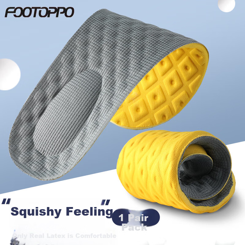 FOOTOPPO Latex Insoles Men Sports Shock Absorption Soft Elastic Thickened Military Training Insoles Women