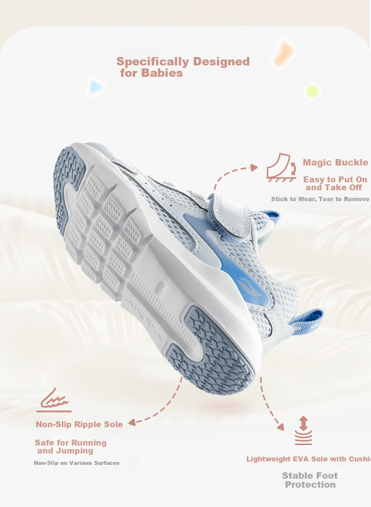 ANTA Toddler Walking Shoes Summer Breathable Mesh Infant Baby Boys Girls Soft Sole Sports Shoes A12620034 3