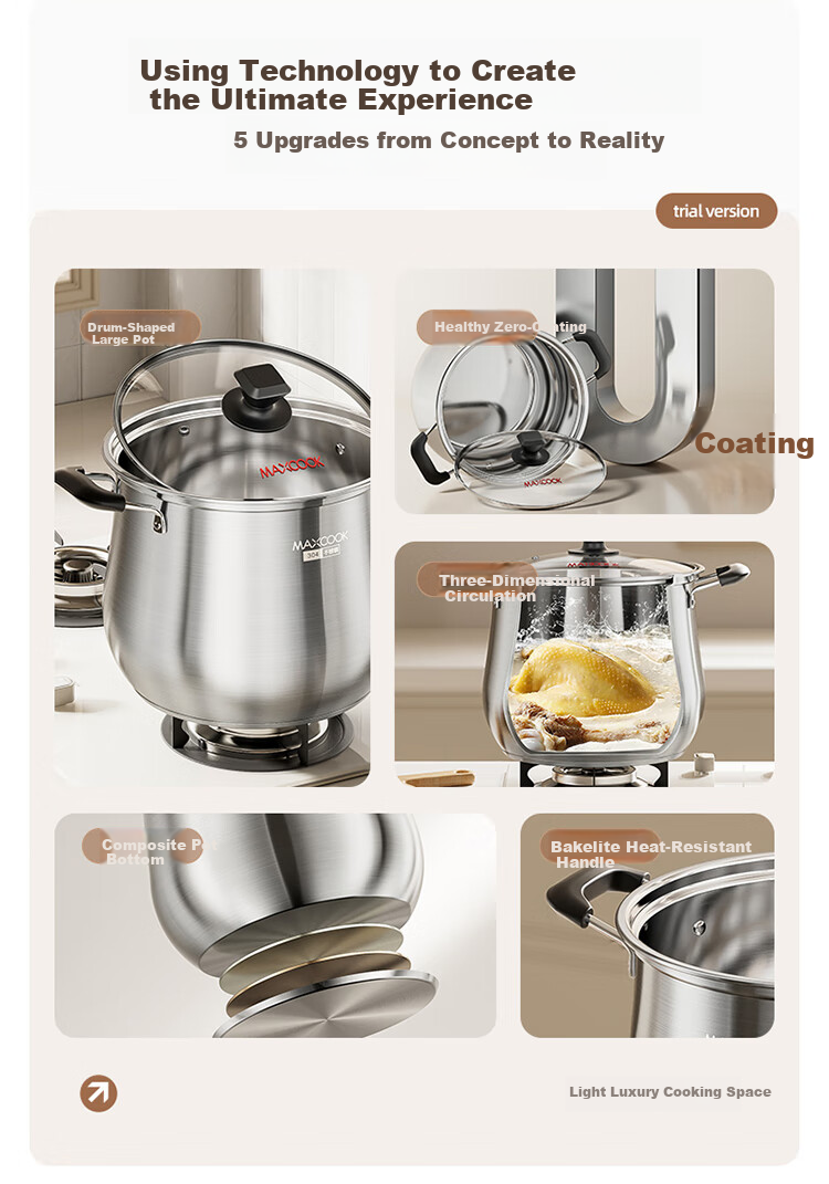 MAXCOOK 26cm 304 Stainless Steel Soup Pot with Composite Bottom, Compatible with Gas and Induction Cooktops MCT2641 2