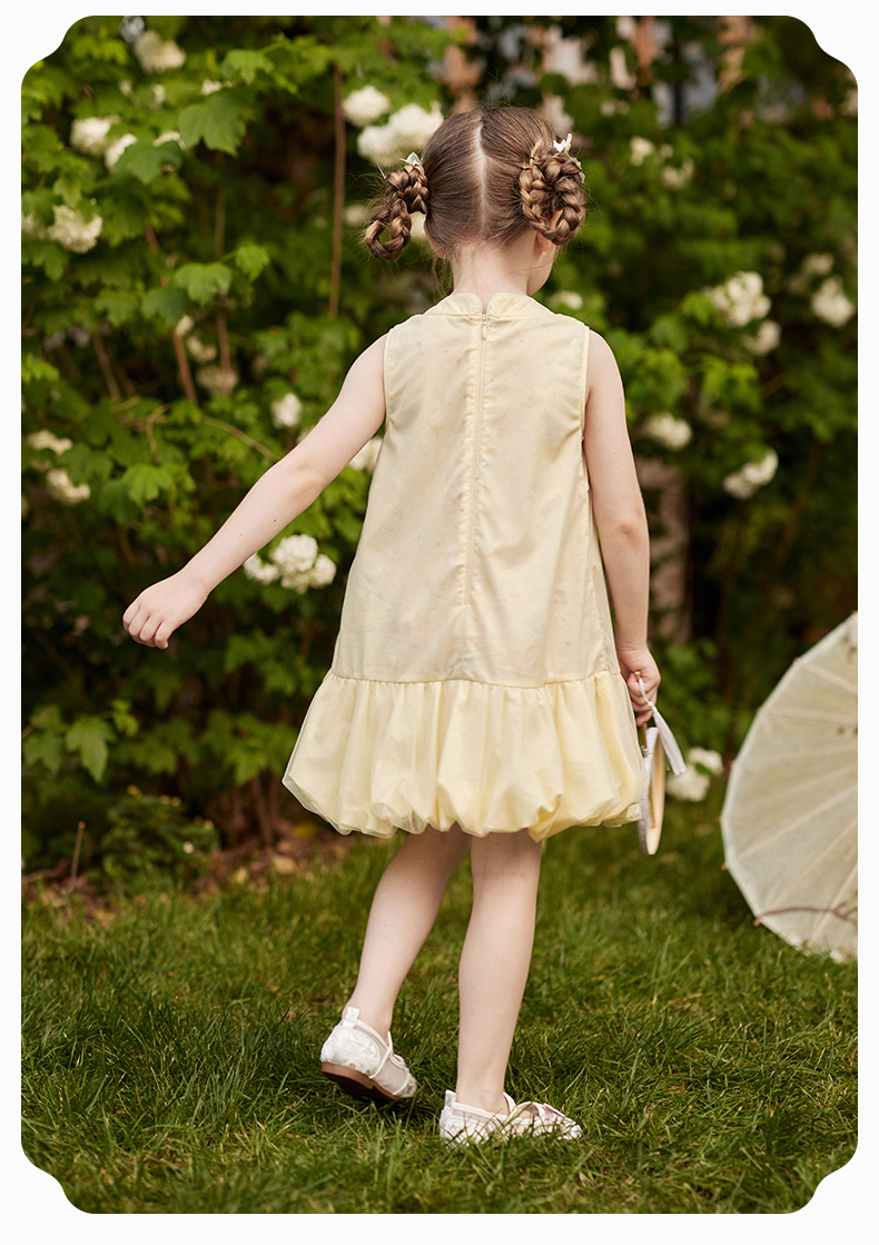 DAVE & BELLA Girls' Traditional Chinese Style Flower Bud Dress Summer Baby Dress Children's Fashion Dress 14