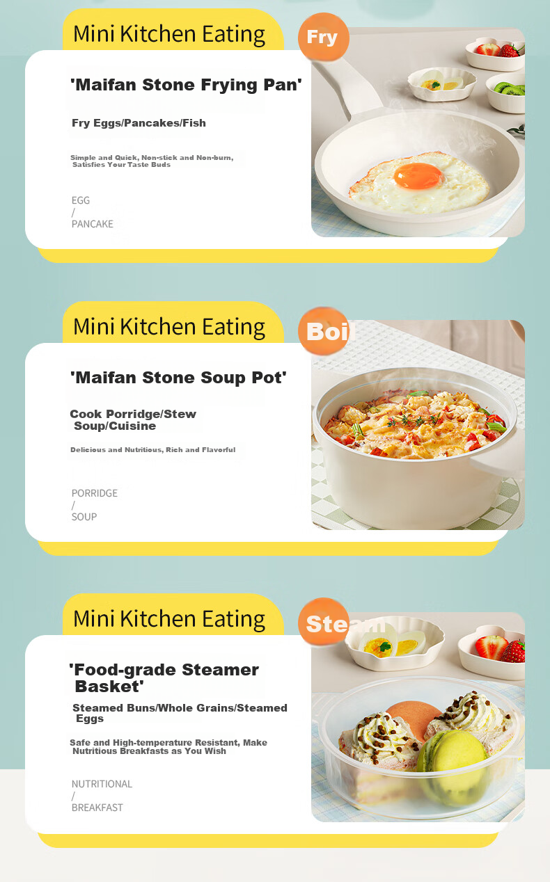Lixiang Mini Kitchen Real Cooking Set Maifan Stone Cookware Kids Boys Girls Birthday Cooking Toy 10