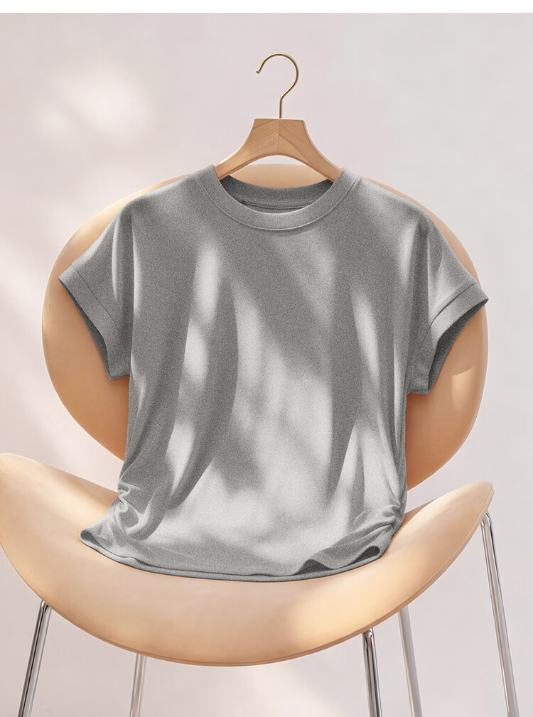 Audifine Women's Ruched Waist Slimming Short Sleeve T-Shirt Spring Summer Soft Loose Fit Khaki M 11