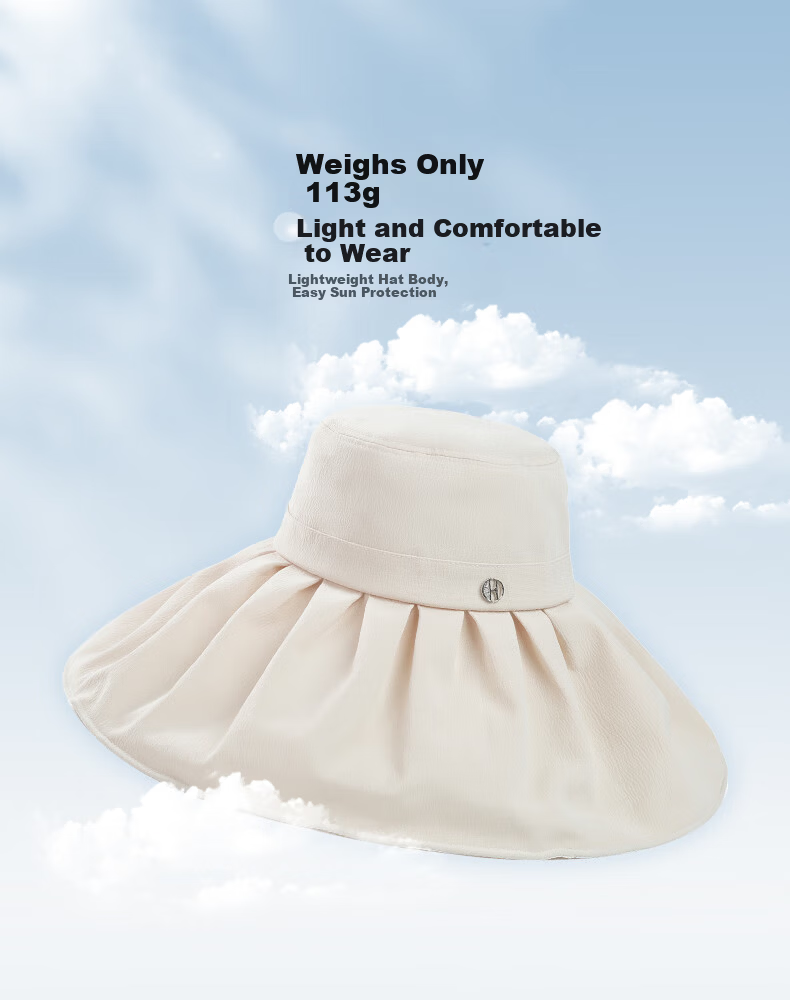 ELLE Sun Hat for Women, Elegant Wide Brim Hat, UV Protection, Face-Slimming Effect, Gift for Girlfriend 10