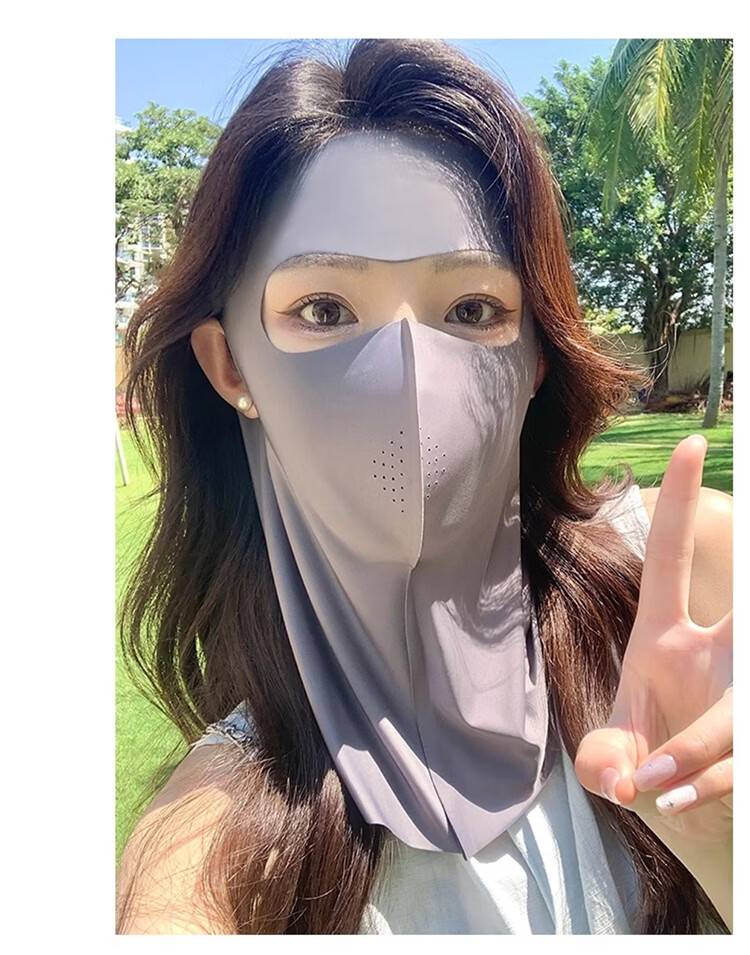 Dusenna Sunscreen Face Mask Unisex Ice Silk UV Protection 3D Sunshade Breathable Eye Protection for Running and Cycling 10