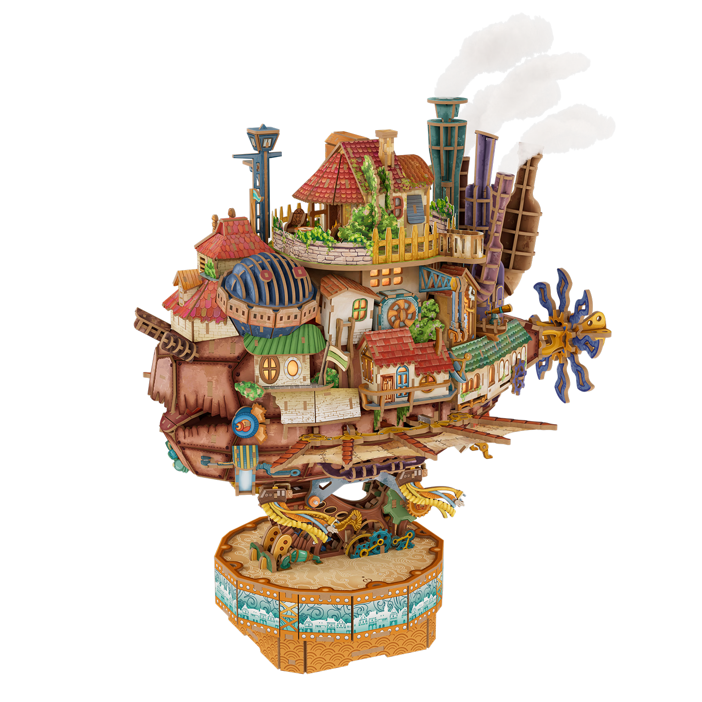 Tongqu Wandering Castle Building Block Model Toy Ornament Spaceship Handmade DIY Mobile House Puzzle Birthday Gift