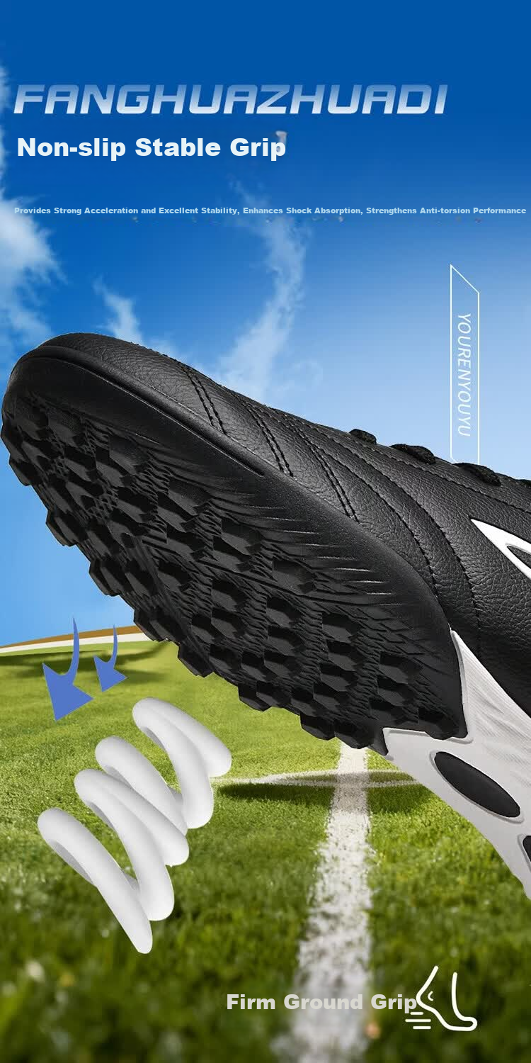DEERWAY TF Turf Soccer Shoes Unisex Youth Adult Kids Grass Field Competition Training Shoes White Black Size 35 10