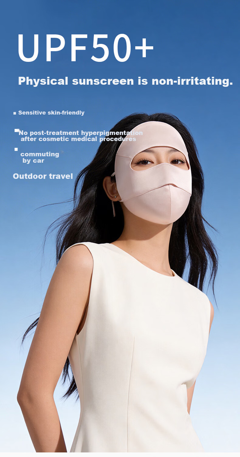 Sanshang 100% Silk Sun Protection Face Mask for Women UV Protection Full Face Mulberry Silk Sunshade Medical Face Bikini Silver Gray 1