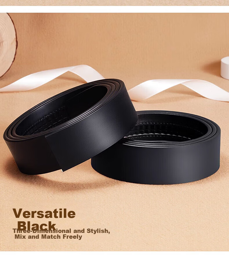 Romon Men's Genuine Leather Belt Strap Automatic Buckle Business Waistband New Style Without Buckle Head 15