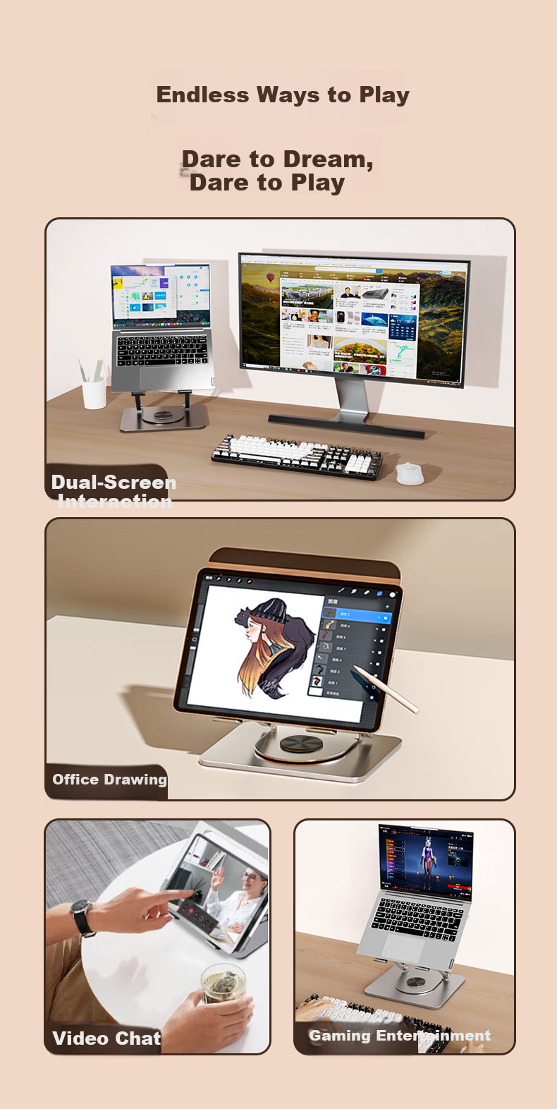 Lenovo Invests in Brand Yinengzhe Portable Stand, Desktop Stable Non-Shaking Multi-Position Adjustable Height Cooling Stand Suitable for Lenovo Legion Computer Stand 11