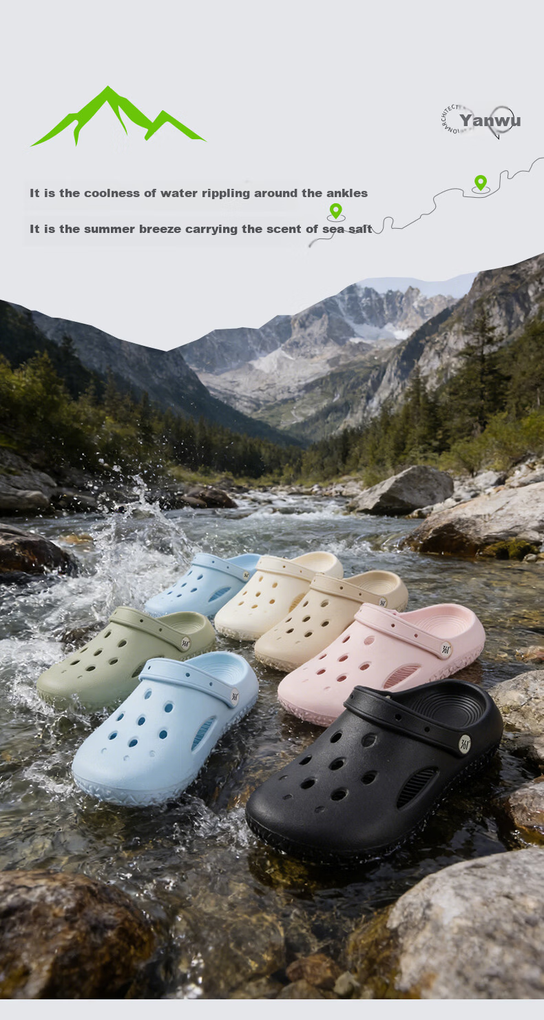361° Women's Summer 2026 New Anti-Slip Soft Sole Outdoor Hole Shoes Breathable Fashion Sandals 12