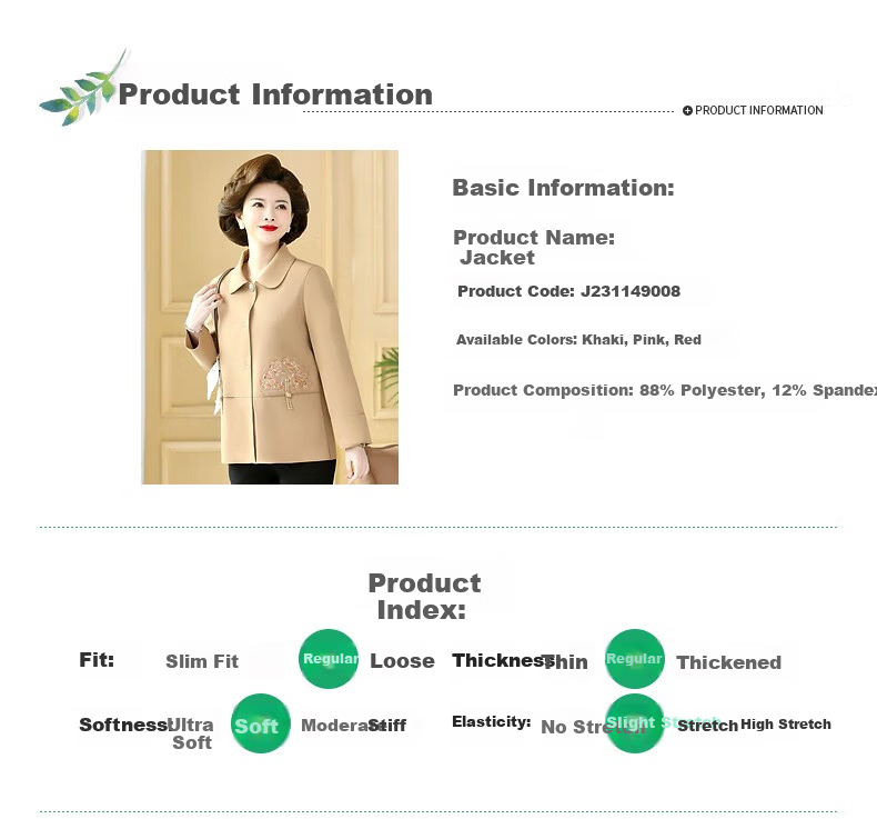 QIUFULUO 2026 Mom's Spring New Fashion Jacket Chinese Style Middle-aged and Elderly Women's Spring and Autumn Coat for 50s and 60s Stylish Clothing 10
