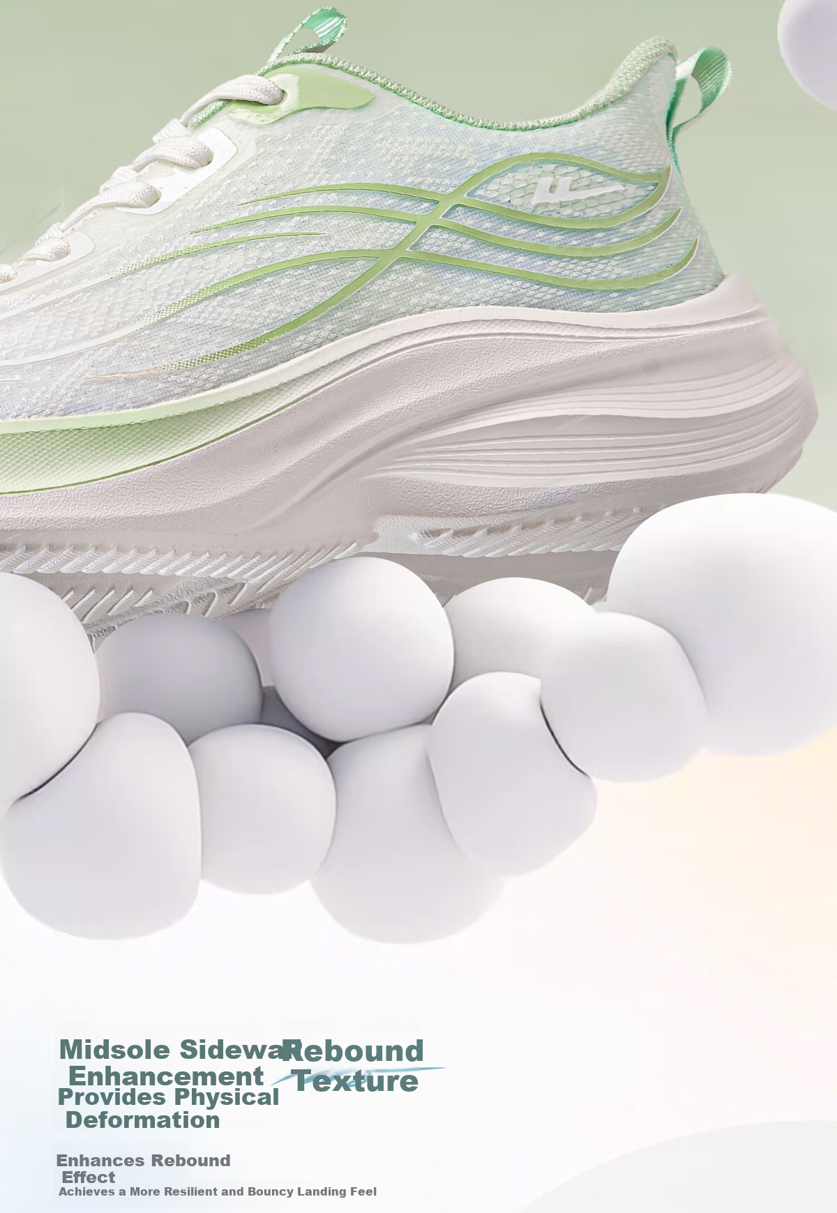 Warrior Women's Sports Shoes New Spring Summer Ultra-Light Soft Sole Shock Absorption Running Shoes Breathable Mesh Casual Shoes White Green Size 40 5