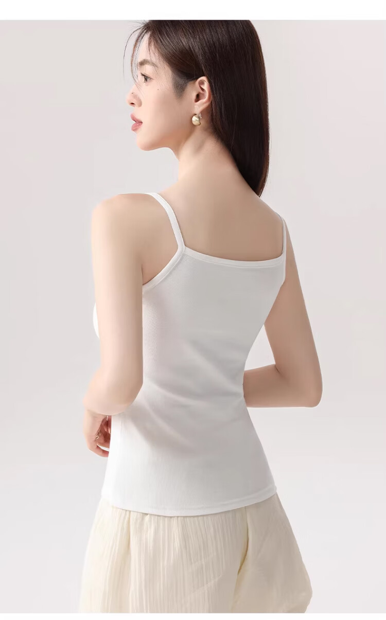Langsha Pure Cotton Women's Summer Camisole Thin Strap Vest Slim Fit Sleeveless Top with Side Coverage and Beautiful Back Design 15