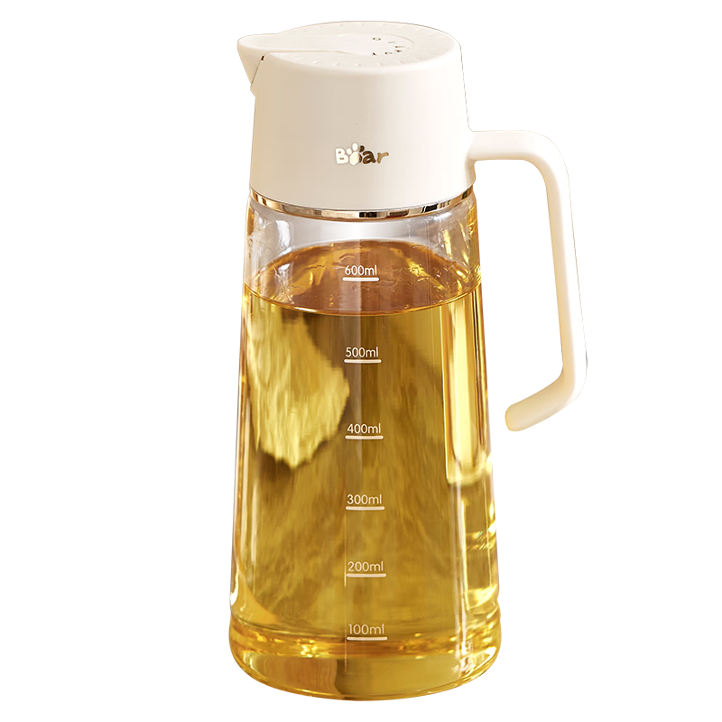 Bear Oil Bottle, Seasoning Container, Antibacterial Glass Oil Bottle, Soy Sauce Bottle, 600ml, Automatic Opening And Closing, No Oil Leakage, CX-W0058