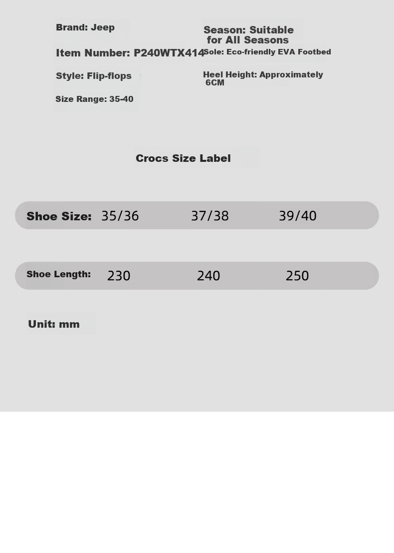 JEEP Women's Casual Herringbone Flip Flops Outdoor Slip-Resistant Thick Sole Height Increase 6cm Khaki Size 37-38 12