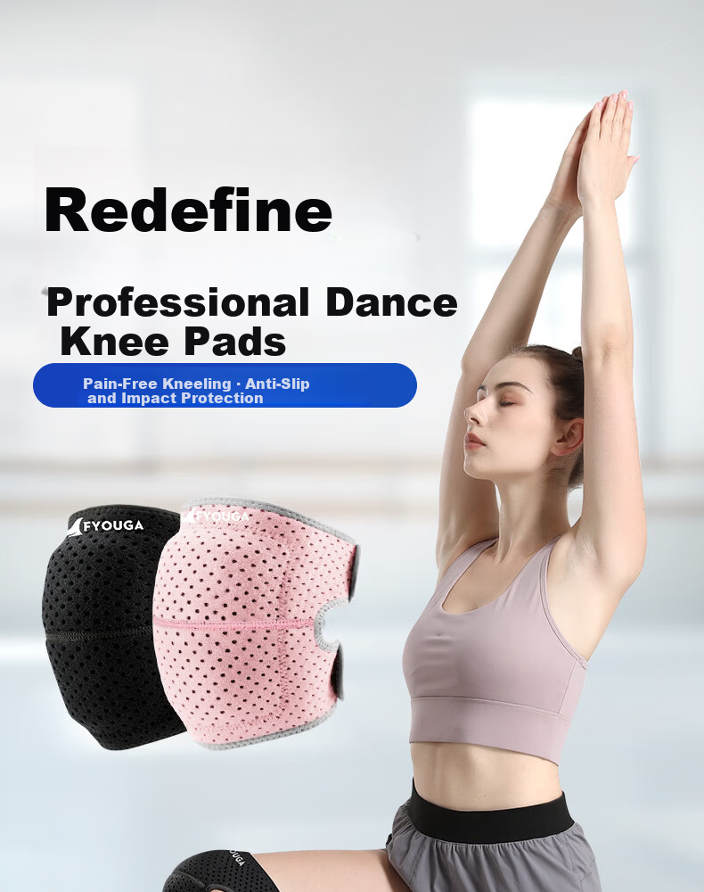 FYOUGA Women's Dance Knee Pads Black M Anti-Fall Protective Knee Sleeves for Dancing and Sports 10