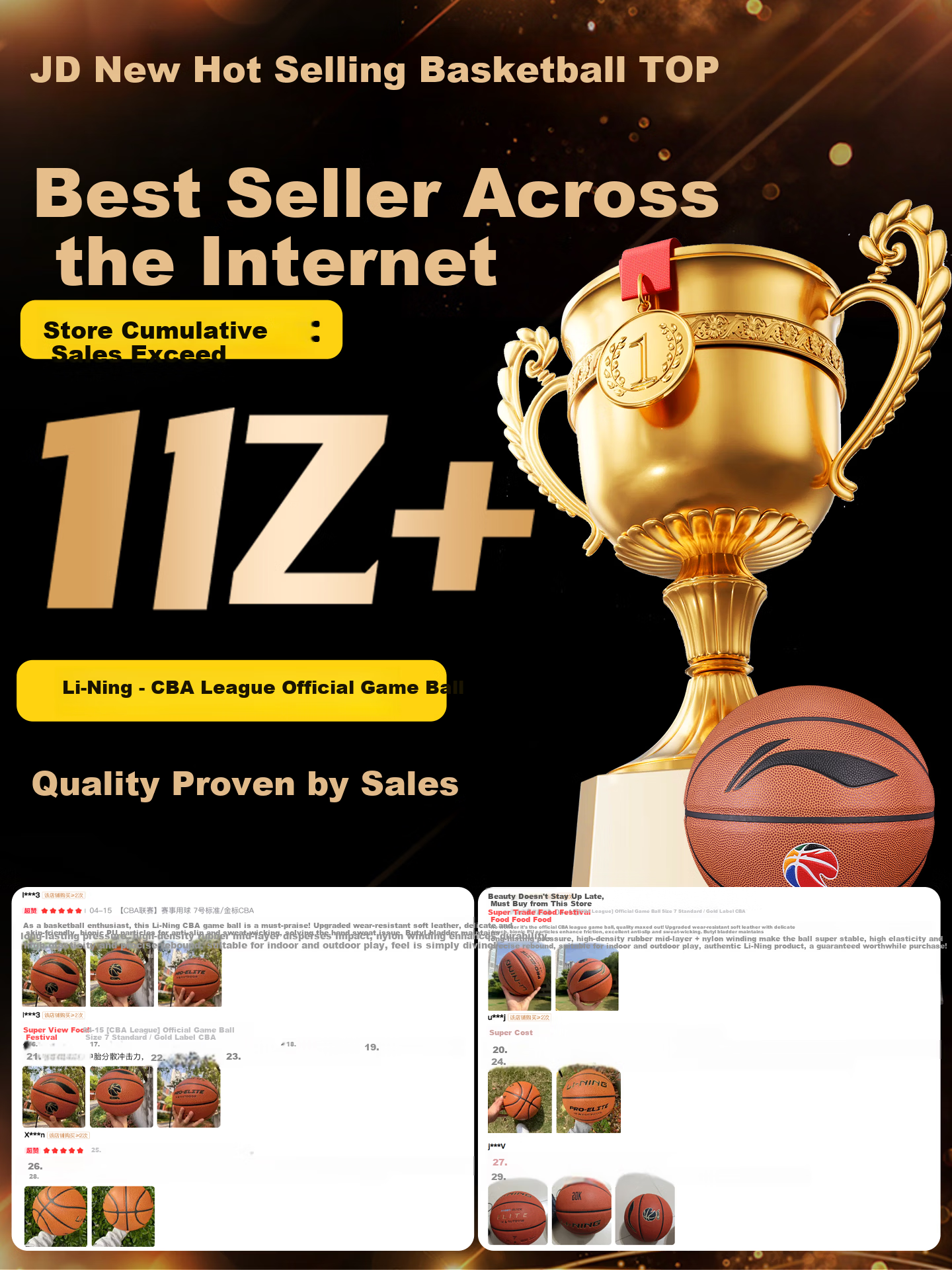 LI-NING Basketball No.7 Color Logo CBA Indoor Outdoor Anti-Slip Wear-Resistant Professional Game Ball for Adults and Youth 091-1 1