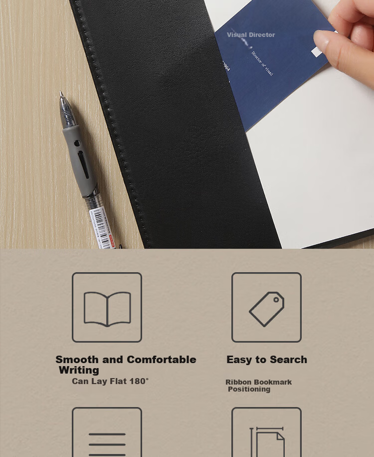 JD Jingzao 16K 80-Sheet Classic Leather Business Notebook Office Supplies Meeting Diary Journal Stationery 5