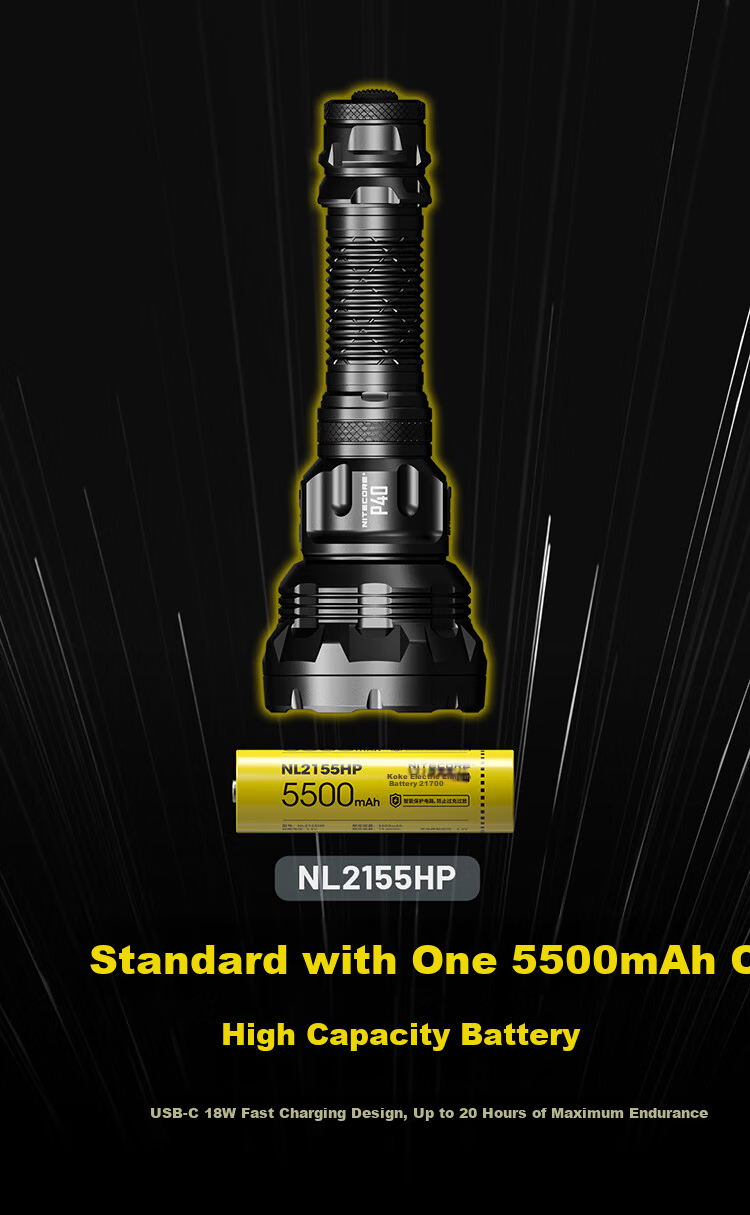 NITECORE P40 Dual Light Source Long-Range LED Flashlight Outdoor High Brightness High Power 6