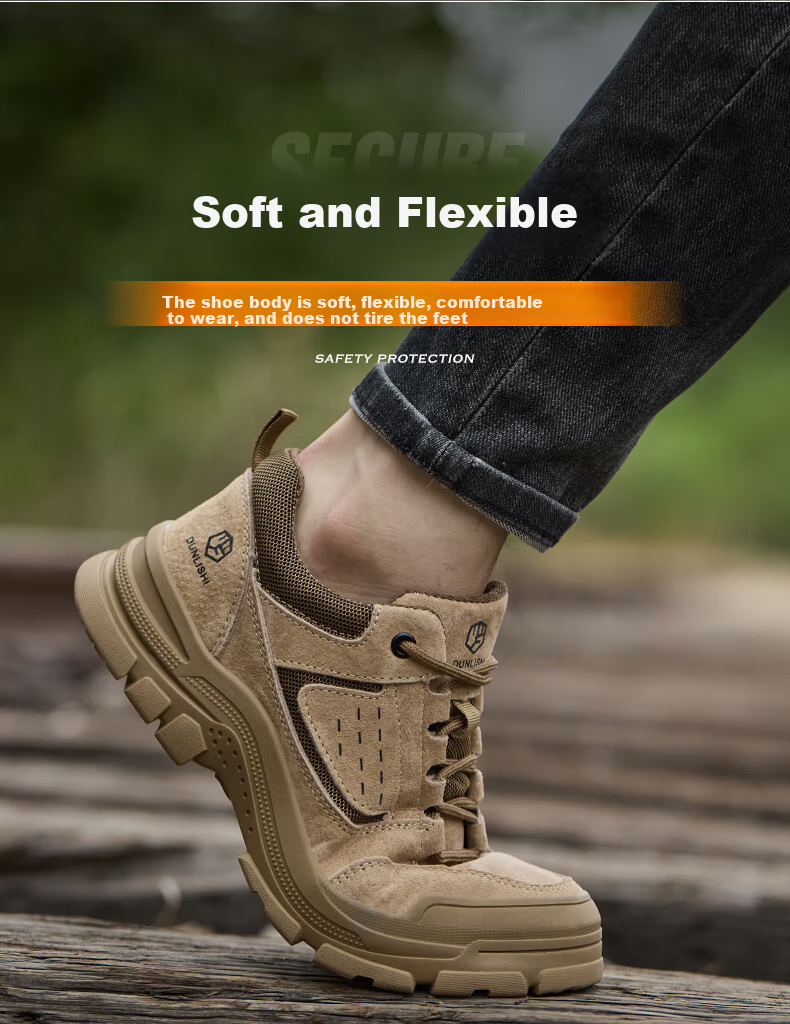 Dunlishi Steel Toe Safety Shoes Men Anti-Smash Anti-Puncture Work Shoes Women Comfortable Durable Protective Construction Shoes 0052 Khaki All-Season Size 37 10