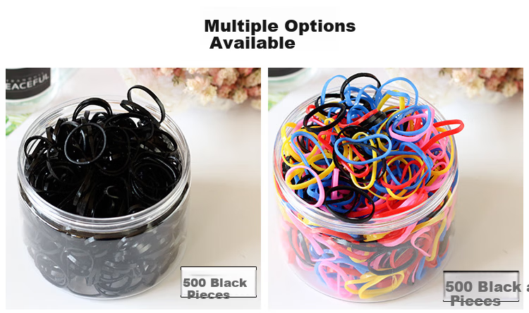 Jing Xiaodi Approximately 500 Thickened and Reinforced Disposable Elastic Hair Ties High Elasticity Hair Bands Children's Black Rubber Bands 5
