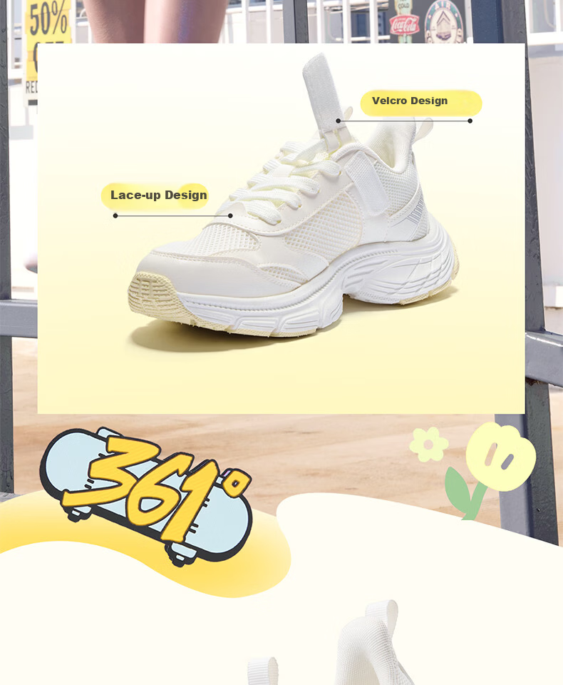 361° Kids Sports Shoes 2026 Summer Girls Lightweight Breathable Casual Dad Sneakers Pink Size 37 16