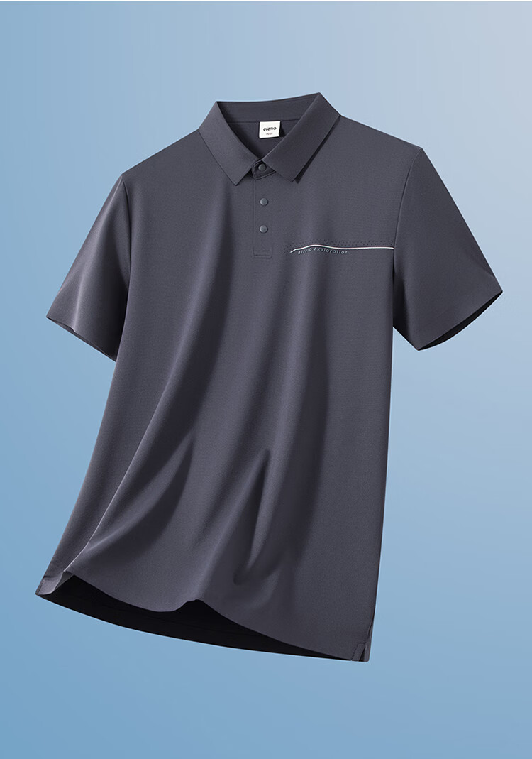 Edenbo Men's Short Sleeve Polo Shirt Modal Mulberry Silk Casual Top Dark Gray 170/88A (L) 2